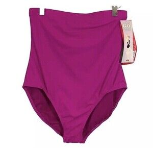 Spanx Core Swimsuit Bottoms Womens 16 Berry Pink High Waisted Go Slimming New